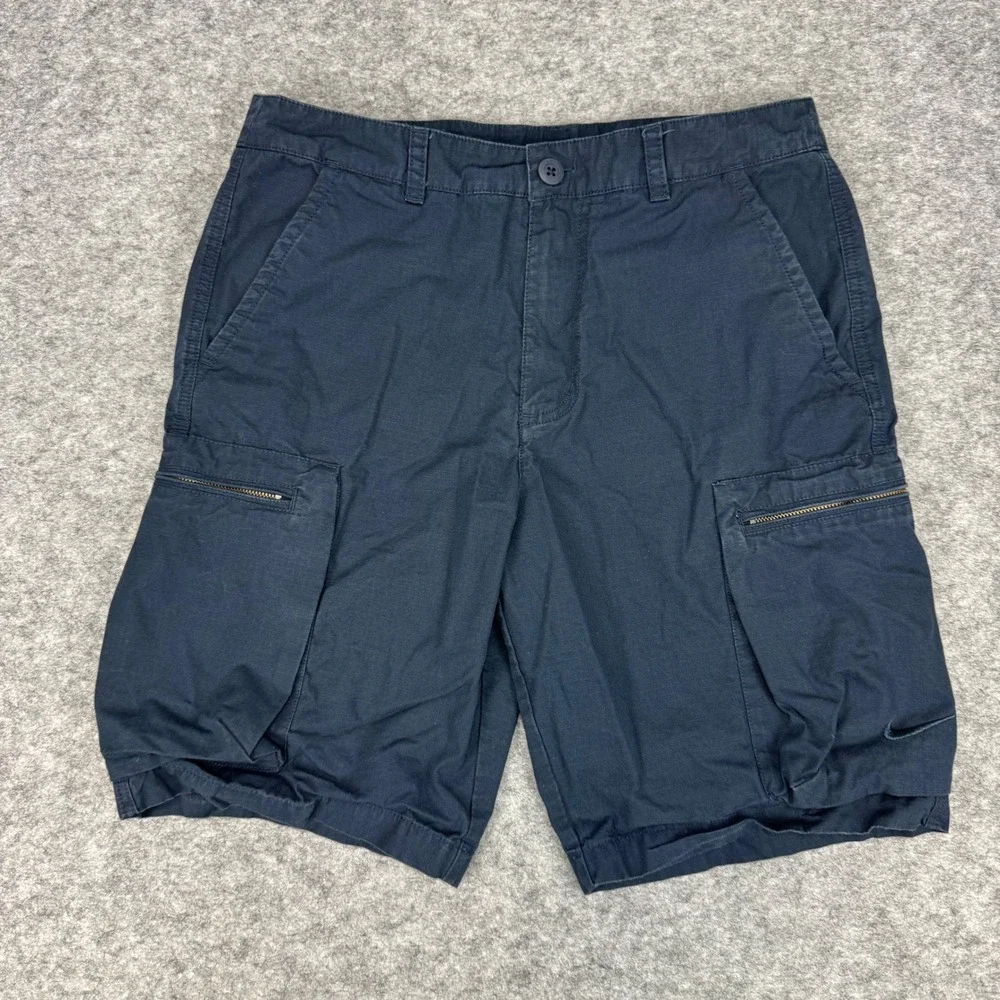 Nike Cargo Shorts‎ Navy Blue Cotton Blend Zip Pockets Men's Size 32
